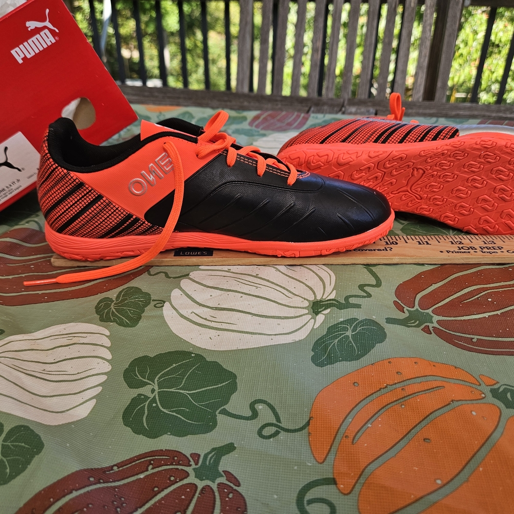 Puma Black and Orange Soccer Shoes